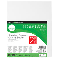Daler-Rowney Simply - Stretched Canvas - 8" x 10" - White - 2 Pack-Durable, triple-primed, medium grain texture, and 100% acid-free cotton canvas
