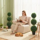 HOMCOM 3.3' Artificial Boxwood Topiary Trees - Green - 2 Pack-Material: PE, PP, Cement 