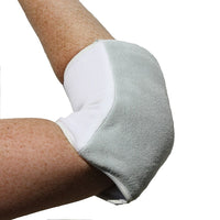 Impacto 806-10 Elbow Pad Suede, Small-Made with layered padding, knit elastic and suede leather, color grey and white