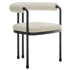 Modway Turin Curved Back Boucle and Metal Dining Accent Chair - Black/Pearl-Versatile Accent Dining Chair