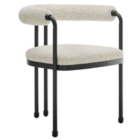Modway Turin Curved Back Boucle and Metal Dining Accent Chair - Black/Pearl-Versatile Accent Dining Chair