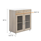 Modway Cuisine Kitchen Cart - Oak White-Rubberwood Top