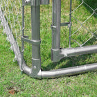 PawHut Outdoor Dog Kennel with Waterproof UV-Resistant Cover - 7.5' x 7.5' x 5.7' - Silver-Metal dog fence with chain links includes a lockable door for convenient access and extra security NOTE: The kennel is large and relatively heavy, so it is recommendable that 2-3 people install it together.