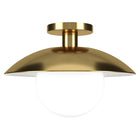 Hudson&Canal Alvia 14.5" Wide Semi Flush Mount with Metal/Glass Shade - Brass/White-Modern and contemporary design for your entryway, foyer, or kitchen