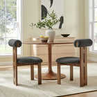 Modway Torian Boucle Fabric Dining Chair - Walnut Charcoal - Set of 2-Double-beamed Back Leg