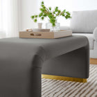 Modway Koda Performance Velvet Waterfall Ottoman - Brass/Storm Grey-Dense Foam Padding