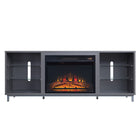 Manhattan Comfort Brighton 60" Modern Fireplace - Black and Grey - Set of 2-Modern Electric Fireplace for Indoor Living Room Usage