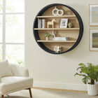 Modway Romy 47" Round Wall Book Shelf - Black/Natural-Open Shelf Storage