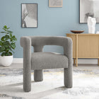 Modway Kayla Boucle Upholstered Armchair - Light Grey-Sturdy Wood Frame