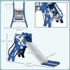 Qaba 3 in 1 Toddler Slide for Indoor with Basketball Hoop, Climber - Blue-Crafted from safe PE material with an anti-slip texture for enhanced safety and stability 