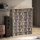 HOMCOM 8-Tier Media Storage Cabinet with Adjustable Shelves - Natural Wood-Multi-purpose storage beyond media organization