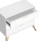 Manhattan Comfort Avira 35" Mid-Century Modern 3-Drawer Dresser - White-Sturdy metal legs provide reliable support with a contemporary touch