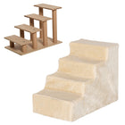 PawHut 4-Step Pet Stairs - Beige-Suitable for 10lbs (4.5kg) cats 
