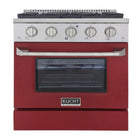 Kucht 30" KNG Series Pro Style Natural Gas Range - Stainless Steel/Red-Cook and bake like a pro with the extra-large convection oven that offers 4.2 cu. ft. of capacity, a 5-rack configuration, and an extra-large viewing window