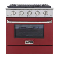 Kucht 30" KNG Series Pro Style Natural Gas Range - Stainless Steel/Red-Cook and bake like a pro with the extra-large convection oven that offers 4.2 cu. ft. of capacity, a 5-rack configuration, and an extra-large viewing window
