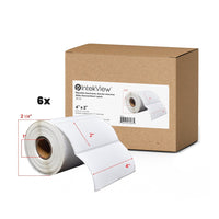 Premium Tape Direct Thermal Labels - 1" Core - 4" x 2" - 1240/Roll - 6 Rolls-Colour: White