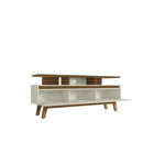 Manhattan Comfort Yonkers 70.86" Mid-Century Modern TV Stand - Off White and Cinnamon-Includes 1 Media Hole for Wire and Cable Management