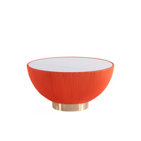 Manhattan Comfort Anderson 28.15" Modern Leatherette Upholstered Coffee Table - Orange-Modern End Table for Living Room Use