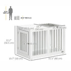 PawHut 31.5" L Dog Crate Furniture with Double Doors - White-The top door is easy to clean and closes gently 