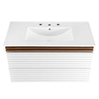 Modway Render 36" Wall-Mount Bathroom Vanity - White/Walnut/White-Fixtures Not Included