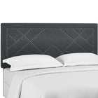 Modway Reese Nailhead Upholstered Linen Fabric Full/Queen Headboard - Grey-Three Mounting Position Heights