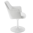Modway Lippa Swivel Dining Vegan Leather Armchair - White White-Plastic Rubber Ring for Floor Protection