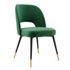 Modway Rouse Performance Velvet Dining Side Chairs - Emerald - 2 Pack-Dense Foam Padding