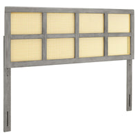 Modway Luana Cane Full Headboard - Grey-Full Wood Headboard