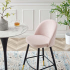 Modway Cordial Performance Velvet Bar Stools - Pink - Set of 2-Matte Black Metal Legs