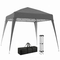 Outsunny 8 ft W x 8 ft L Pop Up Canopy Foldable Outdoor Canopy Tent with Carrying Bag - Grey-Suitable for organizing a small party, a picnic, beach outings, etc