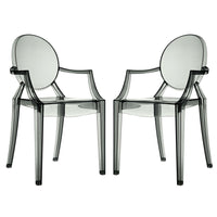 Modway Casper Dining Armchairs - Smoke - 2 Pack-For Outdoor/Indoor Use