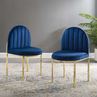 Modway Isla Performance Velvet Dining Side Chair - Gold/Navy - 2 Pack-Gold Stainless Steel Base