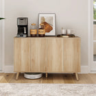 HOMCOM 47.2" L Sideboard Buffet Cabinet with Storage - Oak-Anti-tip kit ensures safety in daily use