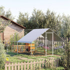 PawHut Galvanized Large Chicken Coop Cage Walk-in Enclosure - 9.8' x 13.1' x 6.6' - Silver-Designed for use with wooden cages, making it a versatile addition to your pet care setup 