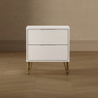Manhattan Comfort Avira 20" Mid-Century Modern 2-Drawer Nightstand - White-Home Assembly Required (All Hardware Included)