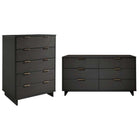 Manhattan Comfort Granville Modern Chest and Double Dresser Set - Dark Grey-Modern-Contemporary with a taste of Glam Bedroom Dresser Set. Includes 1 Chest and 1 Double Dresser.