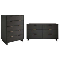 Manhattan Comfort Granville Modern Chest and Double Dresser Set - Dark Grey-Modern-Contemporary with a taste of Glam Bedroom Dresser Set. Includes 1 Chest and 1 Double Dresser.