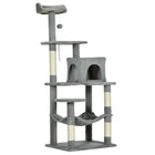 PawHut 56" Cat Tree Tower with Condo, Hammock and Sisal Scratching Posts - Grey-With cat scratching post, deterring them from using furniture 