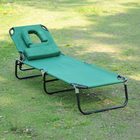 Outsunny Folding Outdoor Lounge Chair - Tanning Chair with Face Hole - Green-Breathable oxford fabric is quick-drying, and stays cool in summer