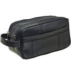 Mancini Buffalo Dual Top Zipper Toiletry Bag - 10" x 4.25" x 5" - Black-Multiple interior pockets