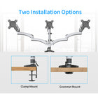 ShoppingAll Adjustable Triple Gas Spring Monitor Desk Mount - White-This fully adjustable desk mount can be fixed by a C-clamp or grommet installation on any working surface