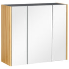 Kleankin Wall Mount Bathroom Mirror Cabinet with Three Doors - Grey-Wall-mounted design is space-saving