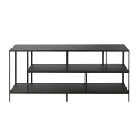 Hudson&Canal Winthrop TV Stand with Metal Shelves for TV's up to 60" - Blackened Bronze-A modern contemporary design accommodates TVs up to 60" for your entertaining space