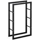 HOMCOM Firewood Outdoor Rack-Practical firewood rack, holds the wood logs together tightly and securely