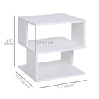 HOMCOM Side Table with Storage - White-S shape cube provides open storage area to store items 