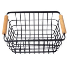 My Home My Living Wire Rectangle Baskets with Wood Handle 3-Piece Set - 9.5”W x 7”D x 4.75”H - Black-Strong rubber wood handles and durable wire construction