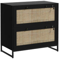 Vinsetto 2-Drawer Filing Cabinet with Lock - Black-Adjustable hanging bar to hold letter, A4, and legal-sized files