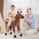 Qaba Standing Ride-On Horse - Brown-Neighing sound effects provide a more authentic riding experience 