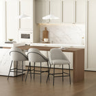 Manhattan Comfort Gracie 22" Modern Leatherette Upholstered Counter Stool - Stone and Black - 3 Pack-Frame and Legs Features Choice of Fully Welded Black Steel or Gold Stainless Steel