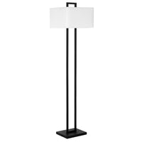 Hudson&Canal Adair 68" Tall Floor Lamp with Fabric Shade - Blackened Bronze/White-Modern and contemporary design for your living room, office space, bedroom, or reading nook